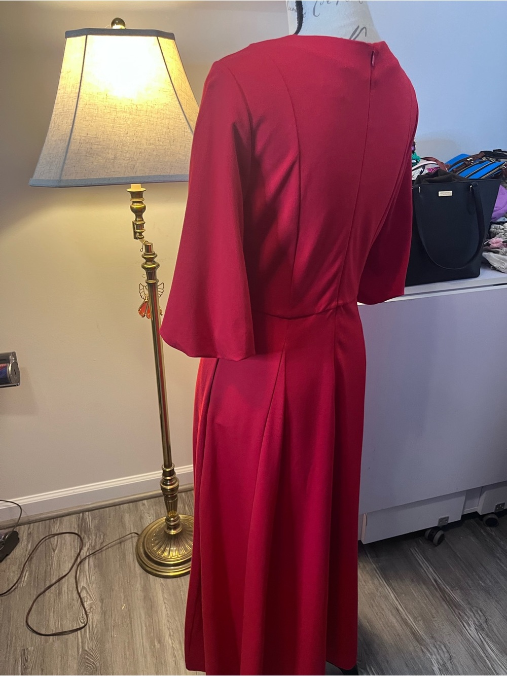 Boden Red Maxi Dress with Elbow Sleeves size 6 - Picture 3 of 4